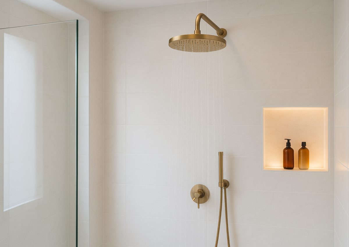 Moderne bruser i privat hjem med rent, bakteriefrit vand